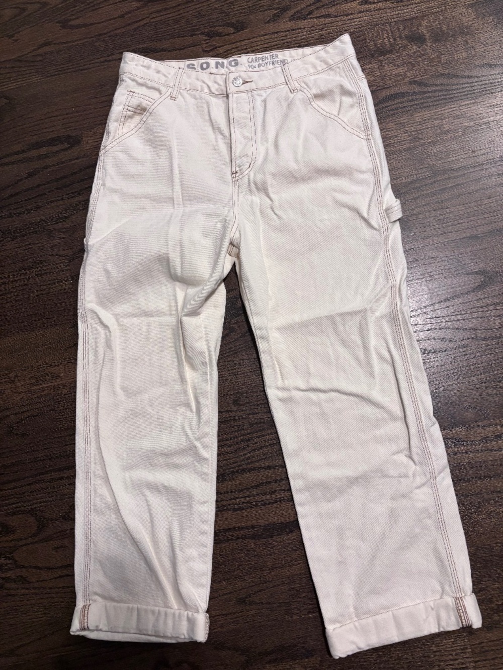 S.O.N.G. 90s boyfriend carpenter jean in off white size 11/30